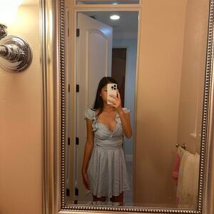 American threads ruffle blue dress